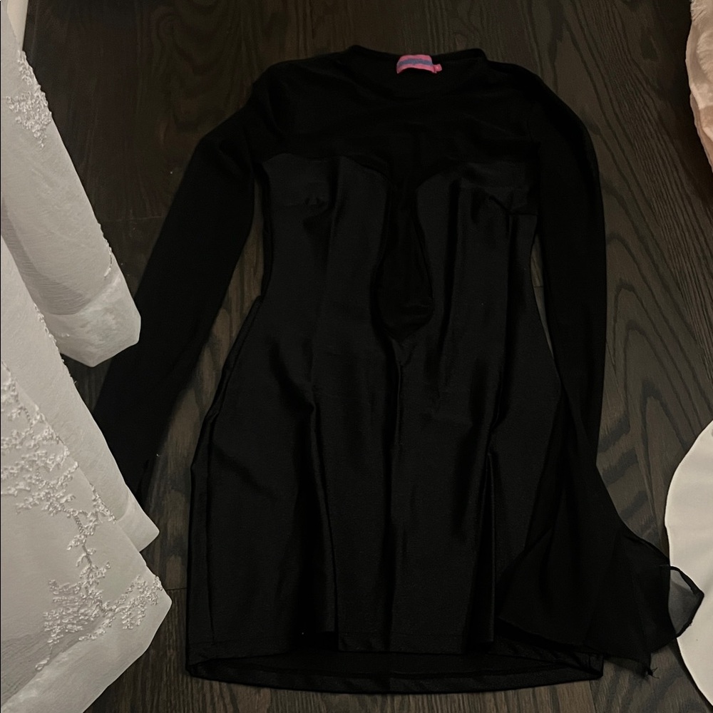 Edikted Black Long Sleeve Bodycon Dress